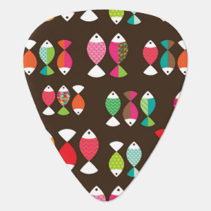 Abstract retro fish underwater pattern 2 guitar pick