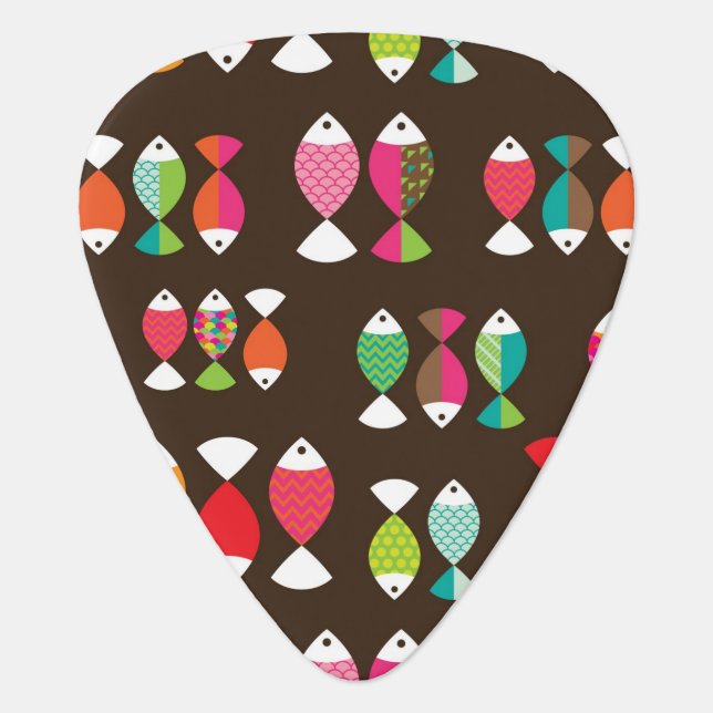 Abstract retro fish underwater pattern 2 guitar pick (Front)