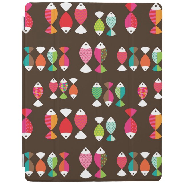 Abstract retro fish underwater pattern 2 iPad smart cover (Front)