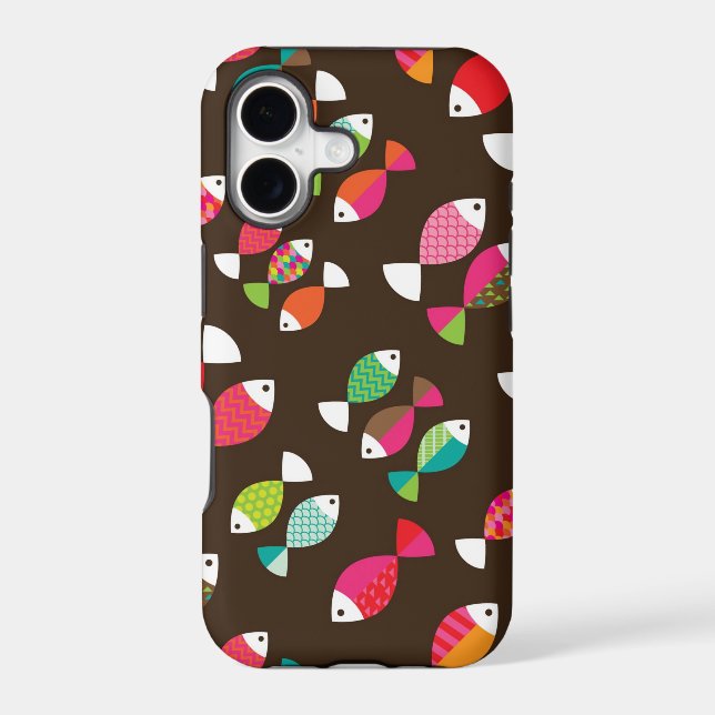 Abstract retro fish underwater pattern 2 iphone case (Back)
