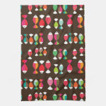 Abstract retro fish underwater pattern 2 kitchen towel