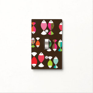 Abstract retro fish underwater pattern 2 light switch cover