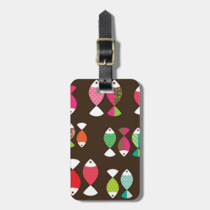 Abstract retro fish underwater pattern 2 luggage tag