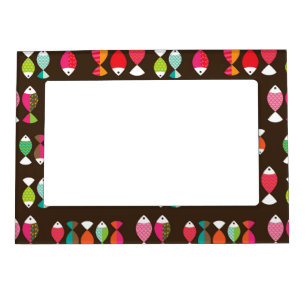 Abstract retro fish underwater pattern 2 magnetic photo frame