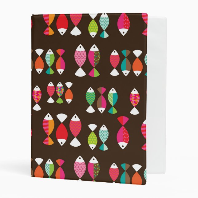 Abstract retro fish underwater pattern 2 mini binder (Front/Inside)