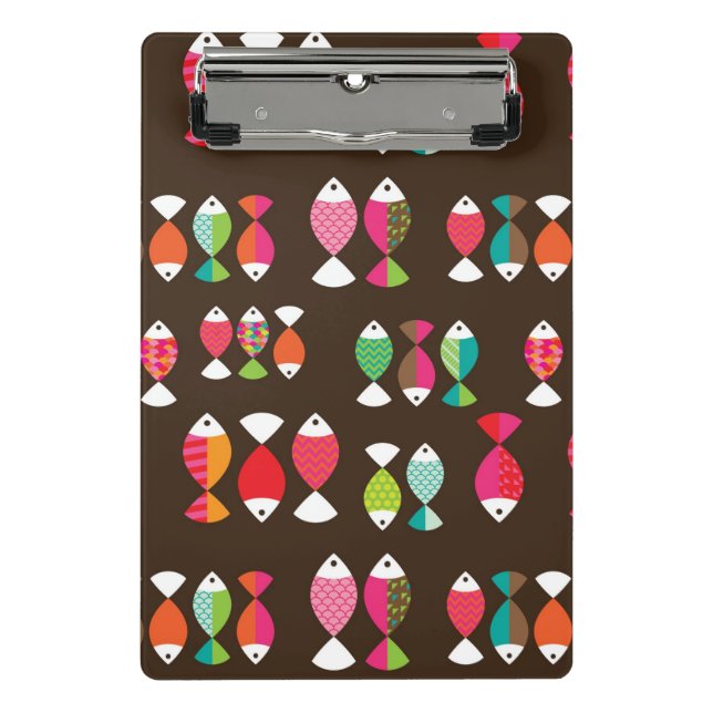 Abstract retro fish underwater pattern 2 mini clipboard (Front)