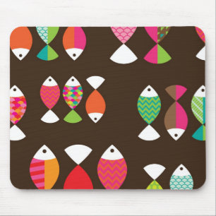 Abstract retro fish underwater pattern 2 mouse pad