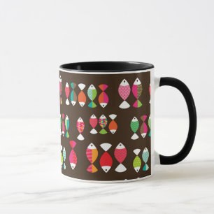 Abstract retro fish underwater pattern 2 mug