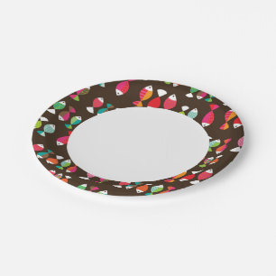 Abstract retro fish underwater pattern 2 paper plates