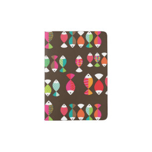 Abstract retro fish underwater pattern 2 passport holder