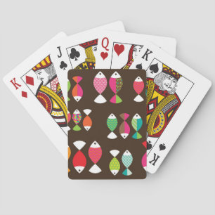Abstract retro fish underwater pattern 2 poker cards