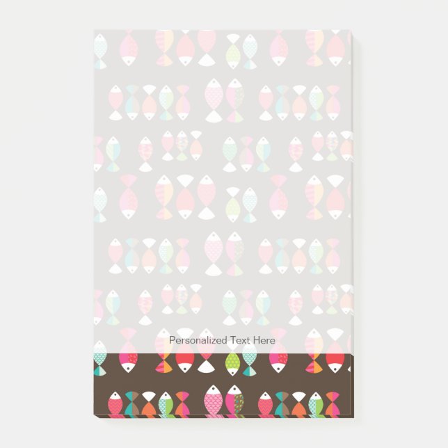 Abstract retro fish underwater pattern 2 post-it notes (Front)