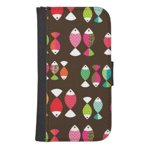 Abstract retro fish underwater pattern 2 galaxy s4 wallet case
