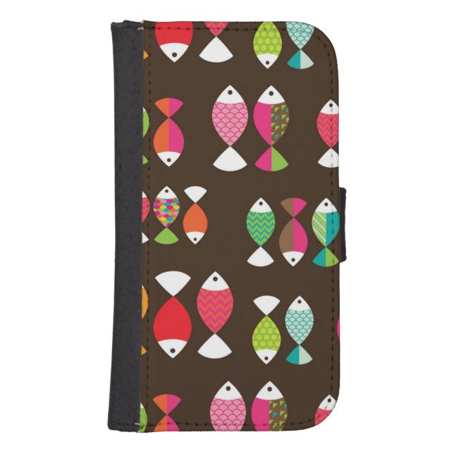 Abstract retro fish underwater pattern 2 samsung galaxy wallet case (Front)