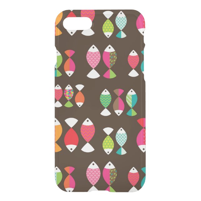 Abstract retro fish underwater pattern 2 uncommon iPhone case (Back)