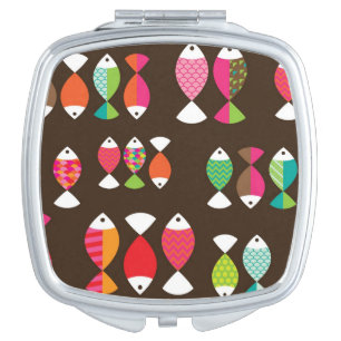 Abstract retro fish underwater pattern 2 vanity mirror