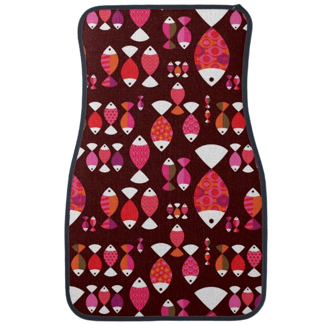 Abstract retro fish underwater pattern car floor mat (Front)