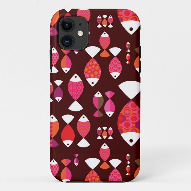 Abstract retro fish underwater pattern Case-Mate iPhone case (Back)