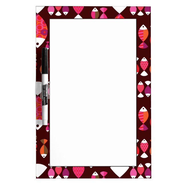 Abstract retro fish underwater pattern Dry-Erase board (Front)