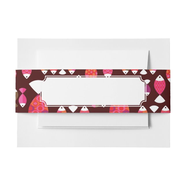 Abstract retro fish underwater pattern invitation belly band (Front Example)