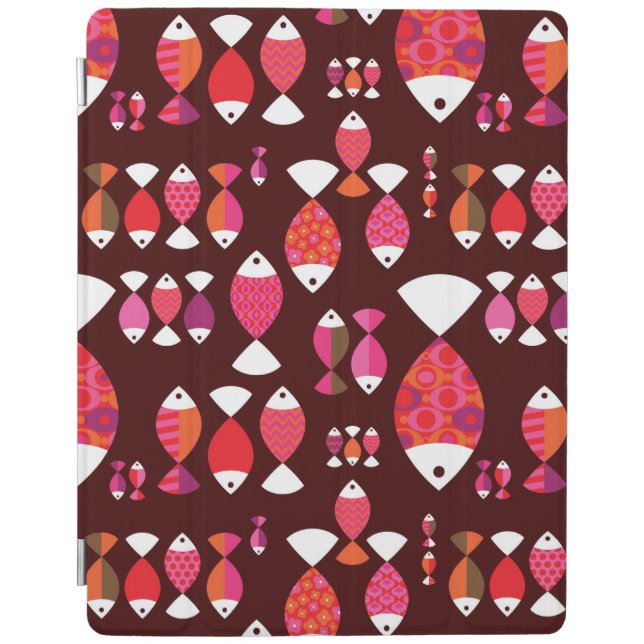 Abstract retro fish underwater pattern iPad smart cover (Front)