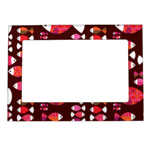 Abstract retro fish underwater pattern magnetic picture frame