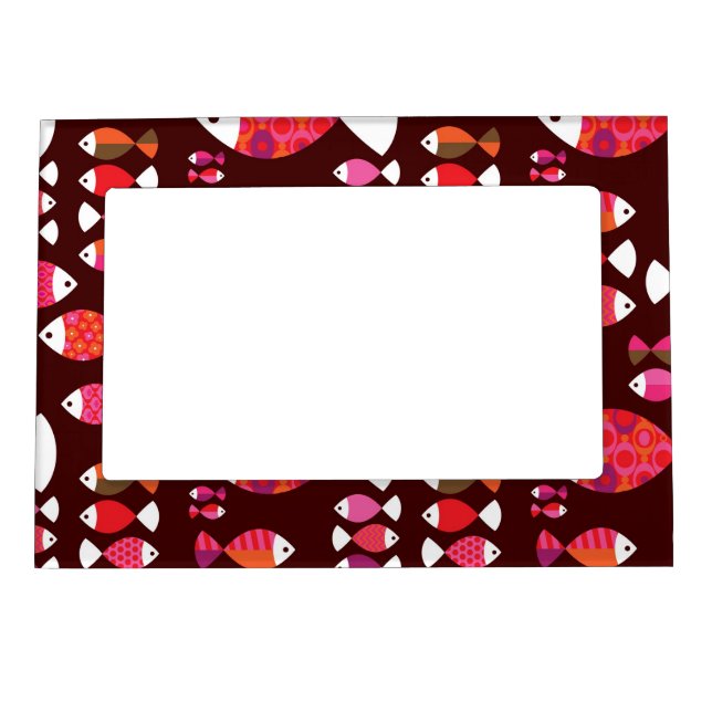 Abstract retro fish underwater pattern magnetic picture frame (Front)