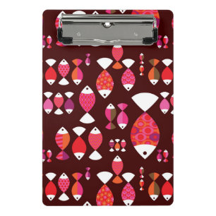 Abstract retro fish underwater pattern mini clipboard