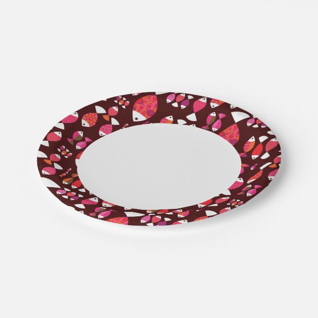 Abstract retro fish underwater pattern paper plates (Angled)