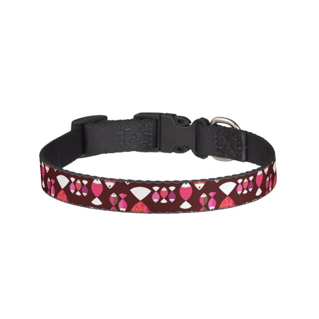 Abstract retro fish underwater pattern pet collar (Front)