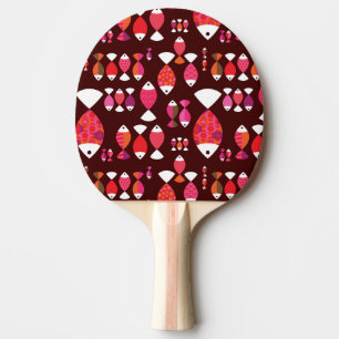 Abstract retro fish underwater pattern ping pong paddle