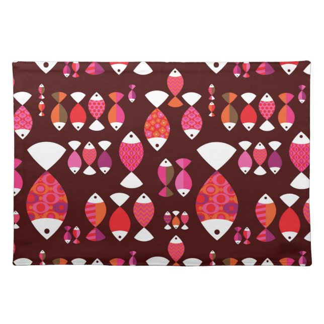 Abstract retro fish underwater pattern placemat (Front)