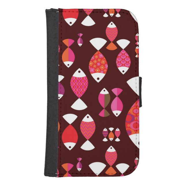 Abstract retro fish underwater pattern samsung galaxy wallet case (Front)