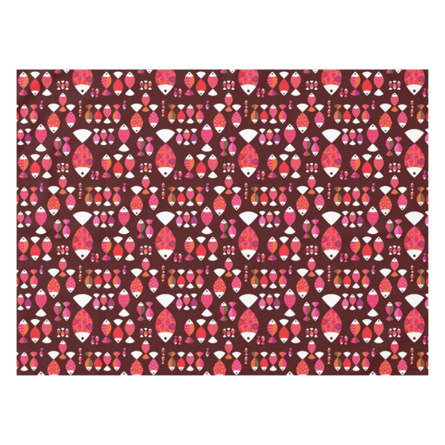 Abstract retro fish underwater pattern tablecloth (Front (Horizontal))