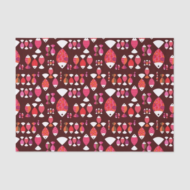 Abstract retro fish underwater pattern tissue paper (Front)