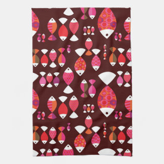 Abstract retro fish underwater pattern towel