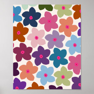 Abstract Retro Flower Colorful Poster
