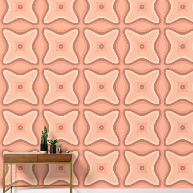 Abstract Retro Geometric Wallpaper in Warm Tones Wallpaper (Hallway)