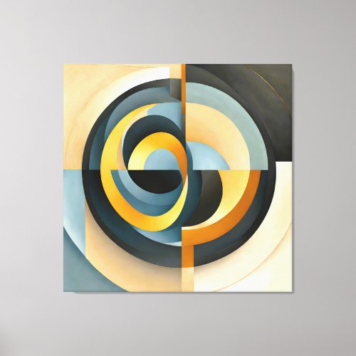 Abstract Retro Geometry in Circles and Rectangles Canvas Print