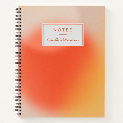 Abstract Retro Gradient Orange Custom Name  Notebook