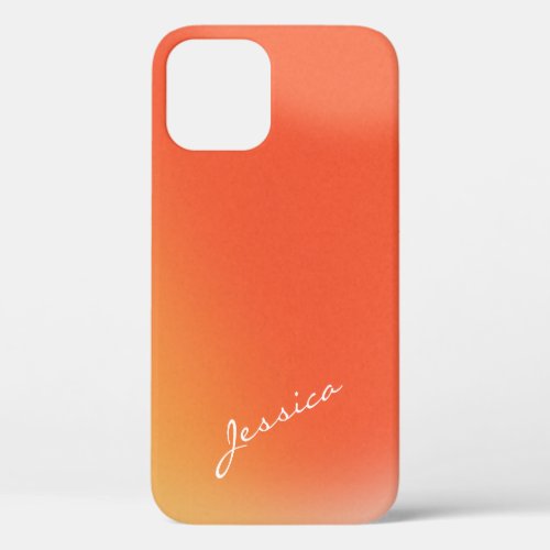 Abstract Retro Gradient Orange Personalized Name  iPhone 12 Pro Case