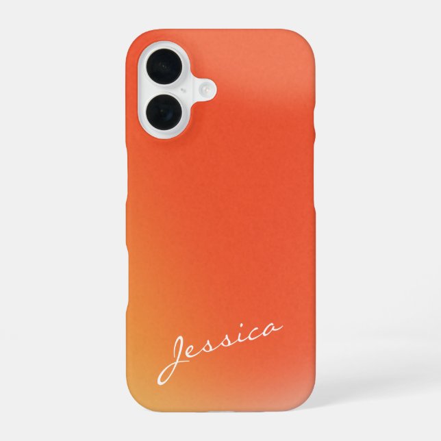 Abstract Retro Gradient Orange Personalized Name  Iphone Case (Back)