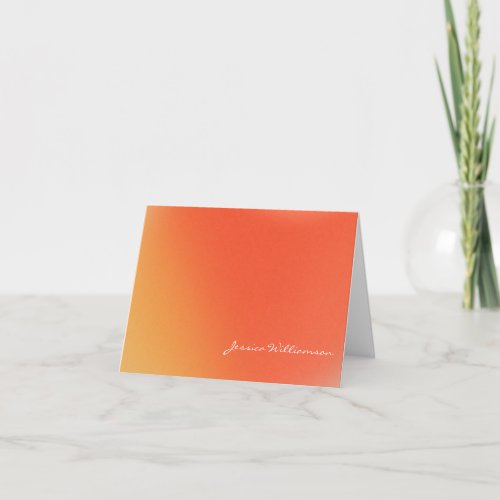 Abstract Retro Gradient Orange Personalized Name Note Card