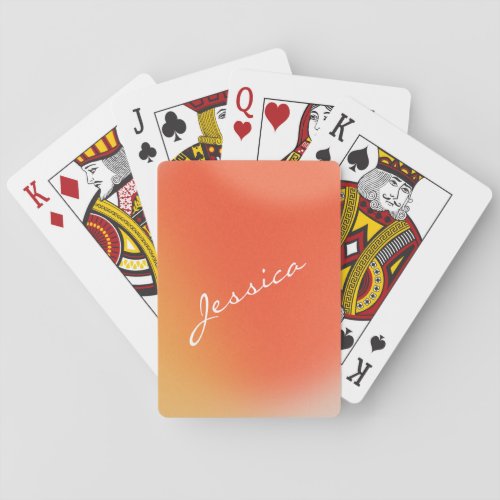 Abstract Retro Gradient Orange Personalized Name Playing Cards