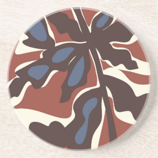 Abstract Retro Leaf Motif Coaster