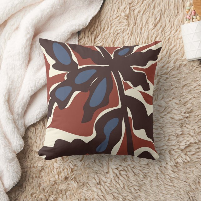 Abstract Retro Leaf Motif  Throw Pillow (Blanket)
