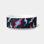 Abstract Retro Lightning Ceramic Pet Bowl<br><div class="desc">Abstract Retro Lightning Pet Bowl

This is the perfect trendy pattern for your everyday style. 
This abstract retro design features dark blue,  pink,  white and black colors. 
Visit our shop for coordinating accessories.</div>