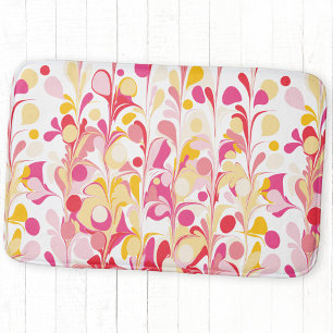 Abstract Retro Marble Pattern Pink Yellow Red Bath Mat