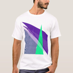 Abstract Retro Modern Geometric Shapes Purple and T-Shirt