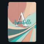 Abstract Retro Modern Peach Rust Teal Monogram iPad Pro Cover<br><div class="desc">This modern abstract iPad cover case is eye-catching and makes a statement with its retro look of peach,  teal,  aqua,  and clay rust swirls. Add a name and initial to personalize it. Created by Simply Farmhouse Press.</div>